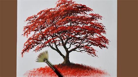 Tree Paintings With Red Background - img-poof