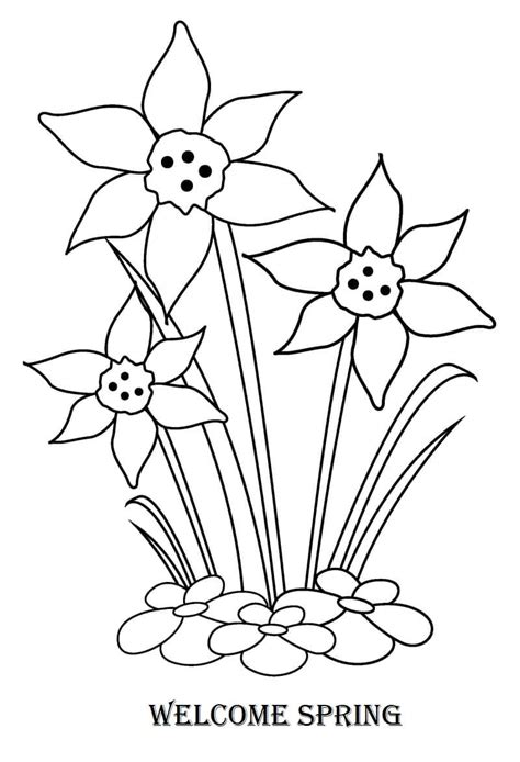 Welcome Spring Flowers coloring page - Download, Print or Color Online for Free