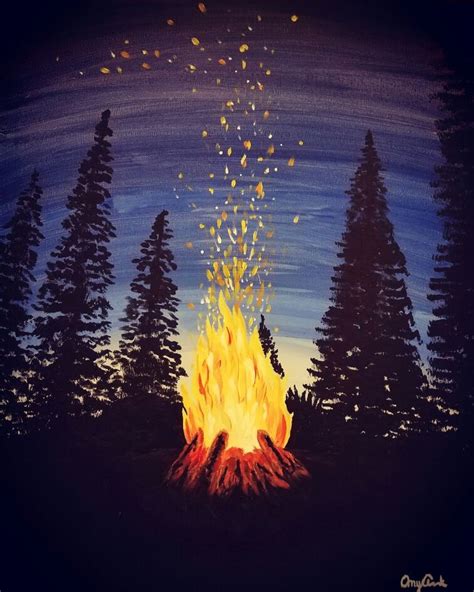 Campfire, acrylic | Canvas art painting, Painting art projects, Canvas ...