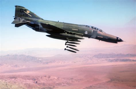 An air-to-air right side view of an F-4E Phantom II aircraft, from the 35th Tactical Wing ...