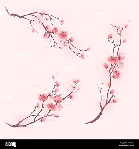 Oriental style painting, cherry blossom in spring Stock Vector Image ...