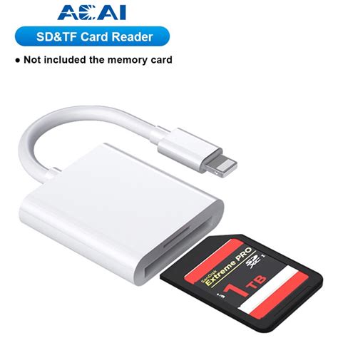 ACAI 2 In 1 SD TF Memory Card Adapter for iphone 13 12 8Pin To SD TF Card Reader Data Converter ...