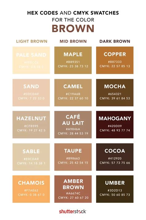 Brown Color Palettes and CMYK Swatches