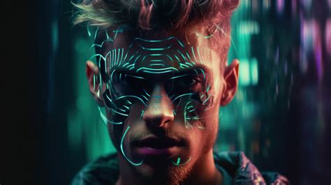 Teenage Man S Face Is Covered In Neon Lights Backgrounds | JPG Free ...