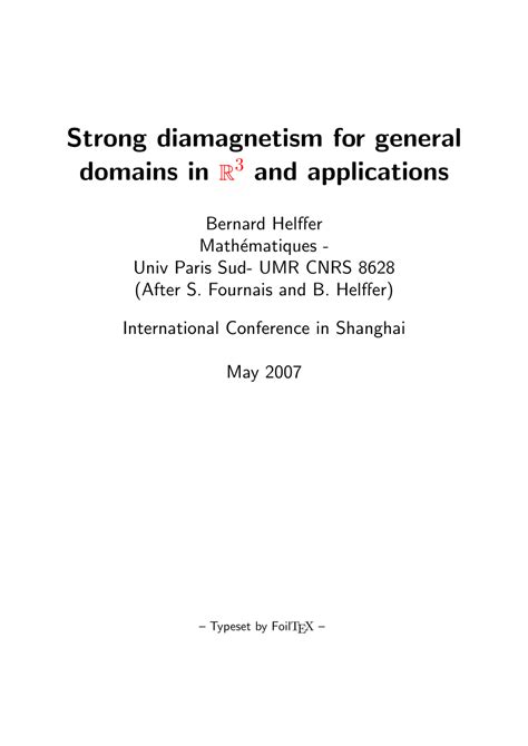 (PDF) Strong diamagnetism for general domains and applications