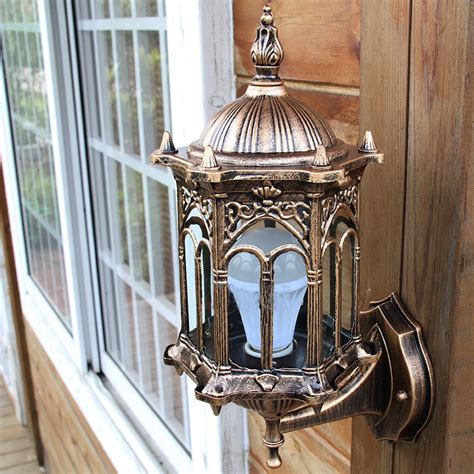 Outdoor Bronze Antique Exterior Wall Light Fixture Aluminum Glass ...