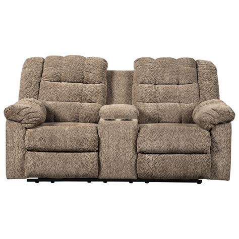 StyleLine Workhorse 5840194 Casual Double Reclining Loveseat w/ Console ...