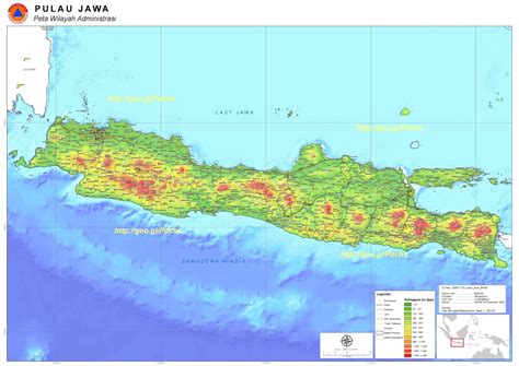 Gambar Peta Citra Satelit Indonesia Administrasi Pulau Jawa Java Island Administrative di ...