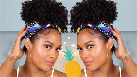 summer hairstyle: pineapple tutorial for short natural hair - YouTube