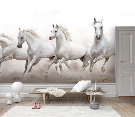 3D Magnificent Galloping White Horse Wallpaper Removable | Etsy