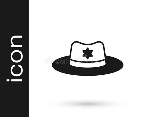 Black Sheriff Hat with Badge Icon Isolated on White Background. Vector Stock Vector ...