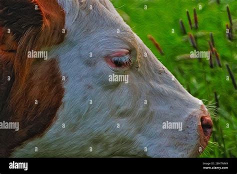 Artwork - A beautiful cow grazing in the pasture Stock Photo - Alamy