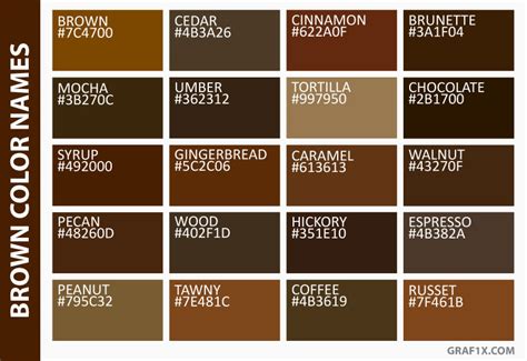 Brown Color Shade Names CHEAT SHEET - Big Brand Wholesale