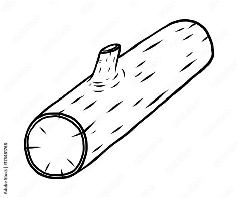 wooden log / cartoon vector and illustration, black and white, hand drawn, sketch style ...