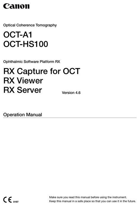 CANON OCT-A1 OPERATION MANUAL Pdf Download | ManualsLib