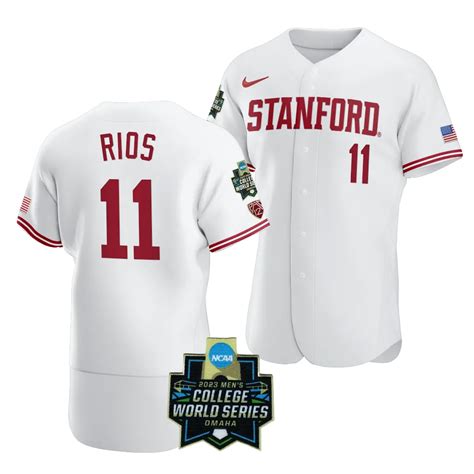 2023 NCAA Baseball College World Series Alberto Rios Stanford Cardinal OMAHA 8 White Jersey Men ...