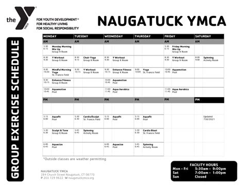 Group Exercise Schedule – NAUGATUCK YMCA