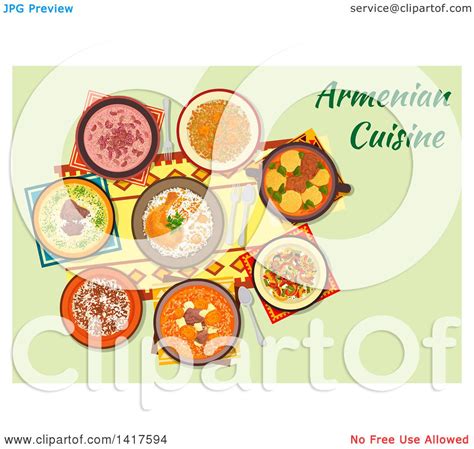 Clipart of a Table with Armenian Cuisine and Text - Royalty Free Vector Illustration by Vector ...