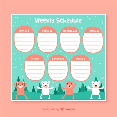 Cute hand drawn weekly schedule template Vector | Free Download