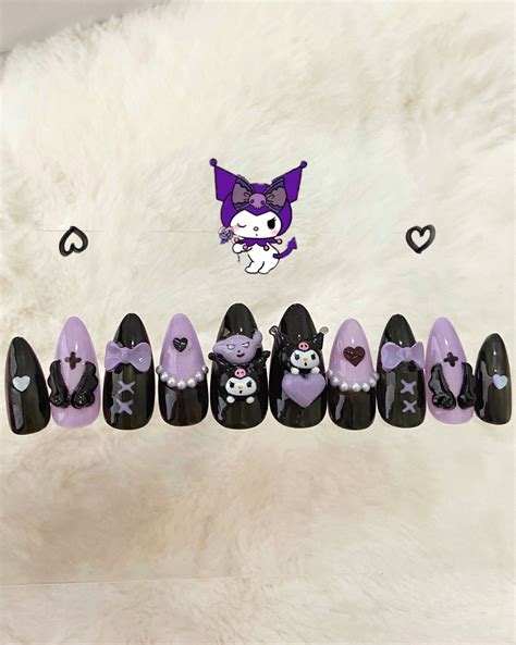 KUROMICORE Press on Nails/kuromi Nails/sanrio Nails/goth Nails Etsy in 2022 Goth nails