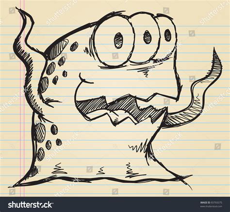 Notebook Doodle Alien Monster Sketch Vector Stock Vector (Royalty Free) 93793375 | Shutterstock