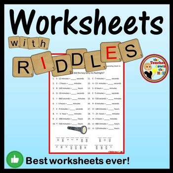 Converting Time Clocks and Calendars Worksheets with Riddles | TPT