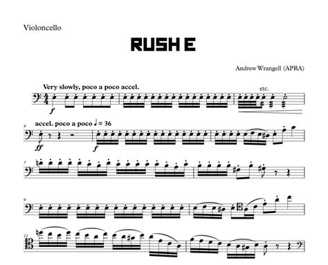 Rush E - Cello Sheet Music