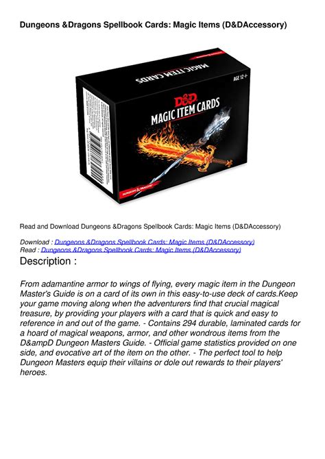 (EBOOK) Dungeons Dragons Spellbook Cards: Magic Items (D D Accessory ...