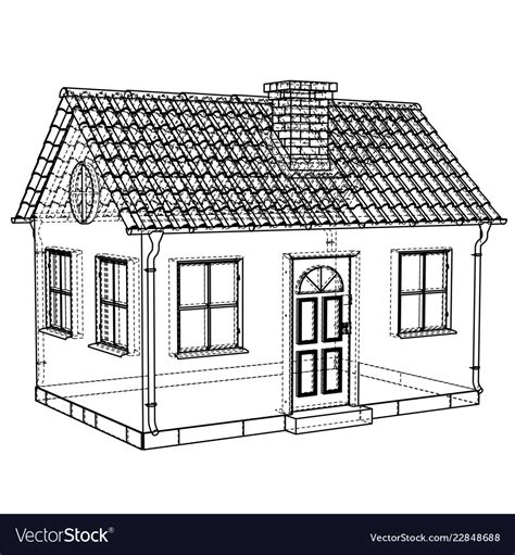 Private house sketch rendering of 3d Royalty Free Vector