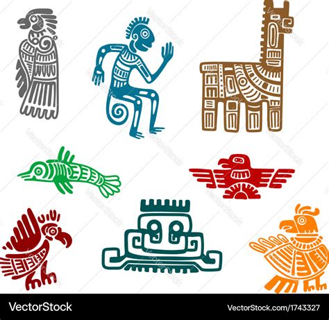 Aztec and maya ancient drawing art Royalty Free Vector Image