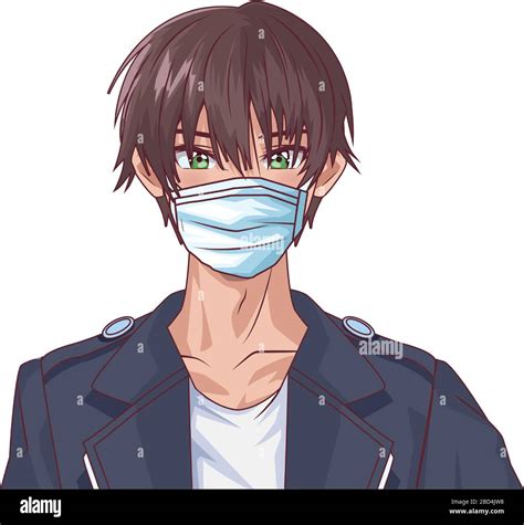 young man using face mask anime character Stock Vector Image & Art - Alamy