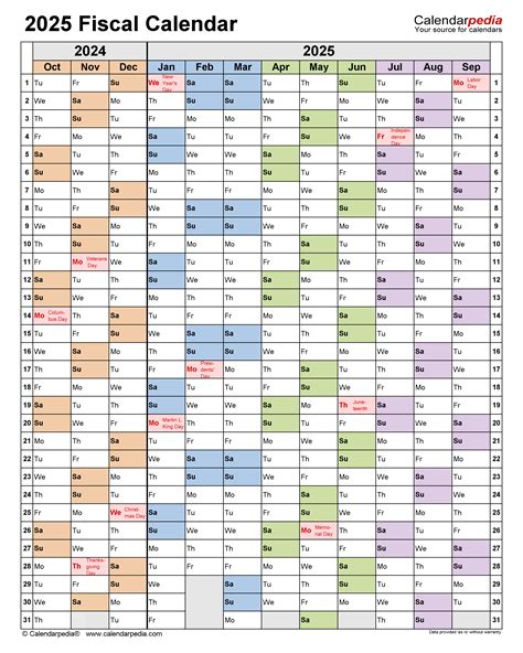 Fiscal Calendars 2025 - Free Printable PDF templates