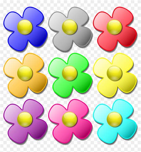 Color Flowers Clip Art Printable Coloring Pages Free - Colorful Flower Pattern Shower Curtain ...