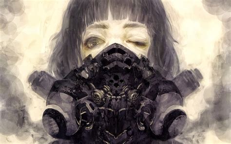 Wallpaper : illustration, women, anime girls, gas masks, apocalyptic ...