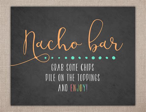 NACHO BAR SIGN Printable Nacho Bar Signage Fiesta Shower | Etsy