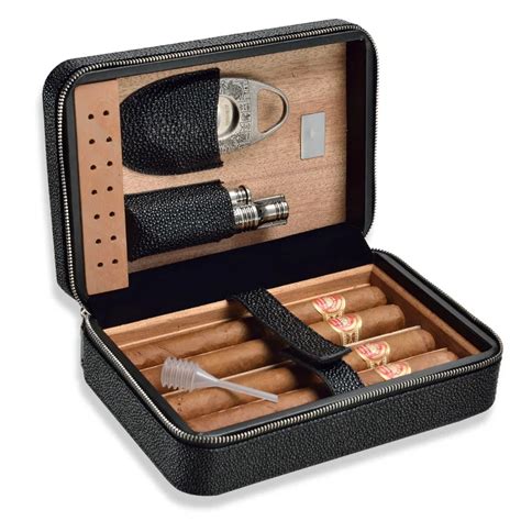 Cigar humidor set portable cigar box with cigar cutter and lighter hold 4 cigars TT 1001-in ...