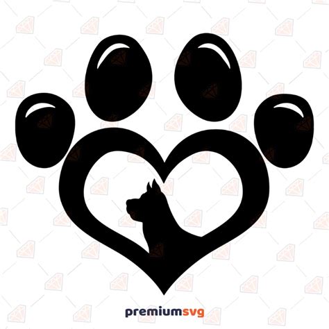 Dog Paw Heart Print SVG File | Dog Love Clipart | PremiumSVG