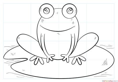 How to draw a frog on lily pad | Step by step Drawing tutorials