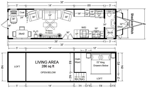 Tiny House Floor Plans: 32' Tiny Home on Wheels Design