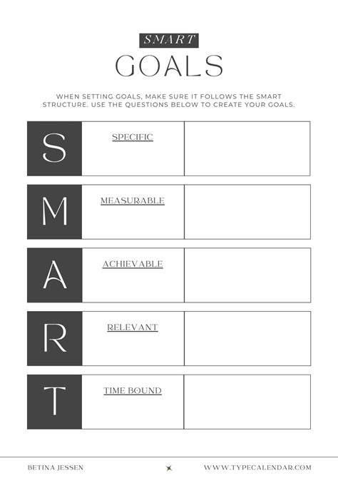 Printable Blank Smart Goal