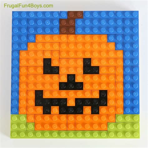 Fall LEGO Mosaic Ideas with Printable Building Cards - Frugal Fun For Boys and Girls