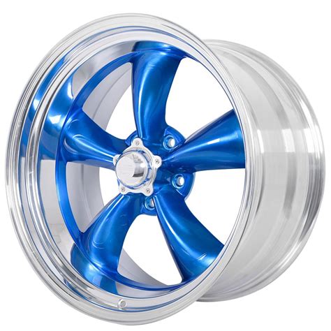 22" Staggered American Racing Wheels Vintage VN515 Classic Torq Thrust II Custom Blue Face with ...