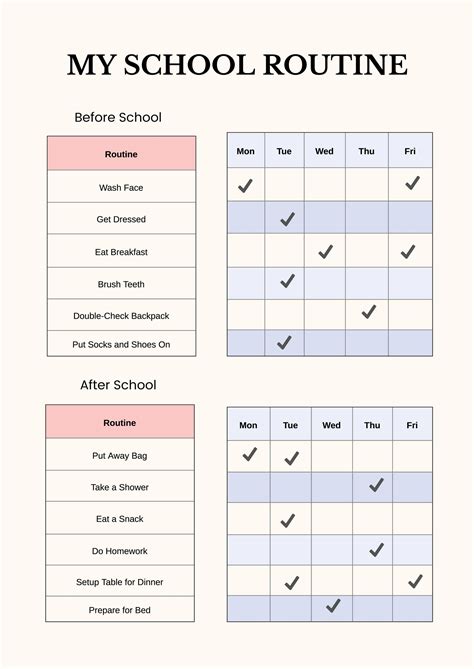 Before & After School Routine Chart in Illustrator, PDF - Download | Template.net