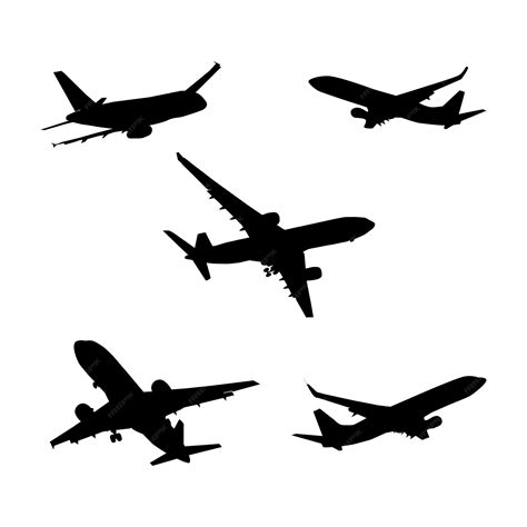 Premium Vector | Plane black white silhouette vector