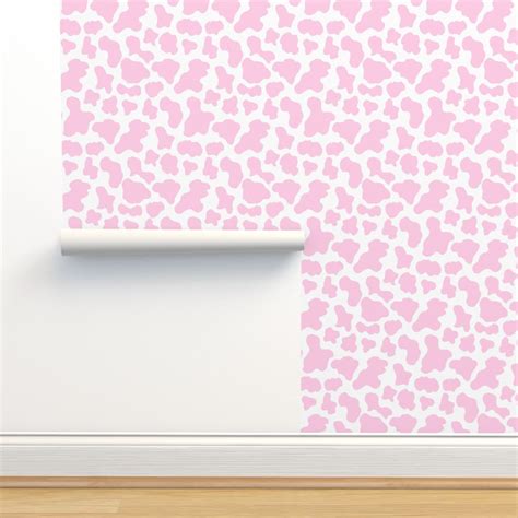 LARGE pink cow print fabric - strawberry Wallpaper | Spoonflower