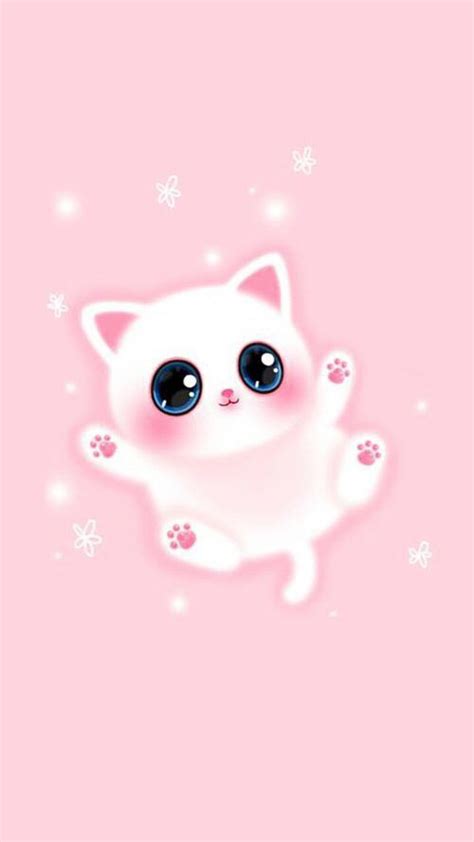 Kawaii Pink Cat Wallpaper - PetsWall