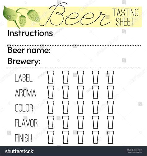 Beer Tasting Sheet Template Tasting Notes Stock Vector (Royalty Free ...