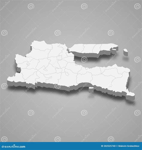 3d Isometric Map of East Java is a Province of Indonesia Stock Illustration - Illustration of ...