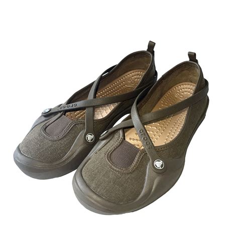 Crocs Celeste Mary Jane Shoes Brown Criss Cross Strap… - Gem