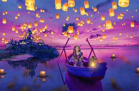 Princess Rapunzel Floating Lantern Backdrop Princess Digital Backdrop ...